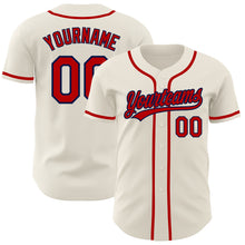 Load image into Gallery viewer, Custom Cream Red-Navy Authentic Baseball Jersey
