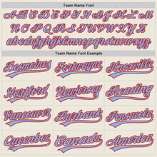 Load image into Gallery viewer, Custom Cream Light Blue-Red Authentic Baseball Jersey

