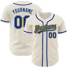Load image into Gallery viewer, Custom Cream Royal-Gold Authentic Baseball Jersey
