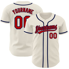 Load image into Gallery viewer, Custom Cream Red-Navy Authentic Baseball Jersey
