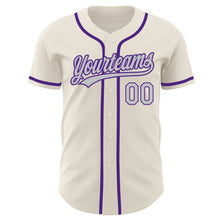 Load image into Gallery viewer, Custom Cream Gray-Purple Authentic Baseball Jersey

