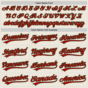 Custom Cream Red-Green Authentic Baseball Jersey