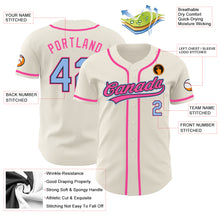 Load image into Gallery viewer, Custom Cream Light Blue Black-Pink Authentic Baseball Jersey

