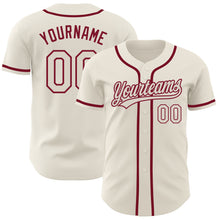 Load image into Gallery viewer, Custom Cream Cream-Crimson Authentic Baseball Jersey
