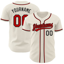 Load image into Gallery viewer, Custom Cream Red-Black Authentic Baseball Jersey
