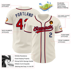 Custom Cream Red-Navy Authentic Baseball Jersey