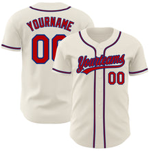Load image into Gallery viewer, Custom Cream Red-Royal Authentic Baseball Jersey
