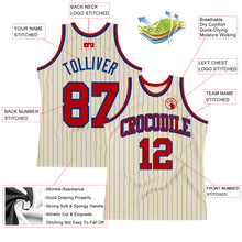 Load image into Gallery viewer, Custom Cream Royal Pinstripe Red Authentic Basketball Jersey

