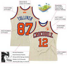 Load image into Gallery viewer, Custom Cream Royal Pinstripe Orange Authentic Basketball Jersey
