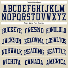 Load image into Gallery viewer, Custom Cream Gray Pinstripe Navy Authentic Basketball Jersey
