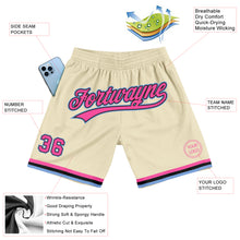 Load image into Gallery viewer, Custom Cream Pink Black-Light Blue Authentic Throwback Basketball Shorts

