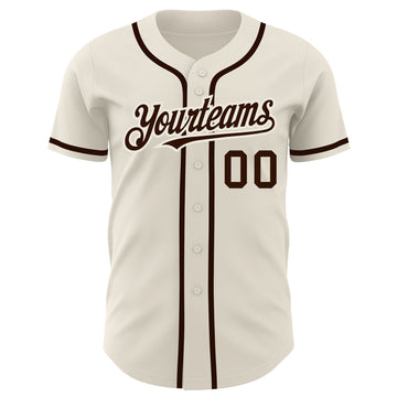 Custom Cream Brown Authentic Baseball Jersey
