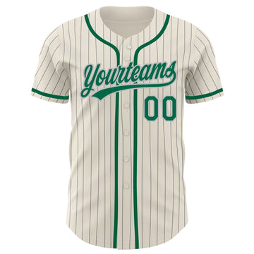 Custom Cream Gray Pinstripe Kelly Green Authentic Baseball Jersey