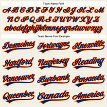 Load image into Gallery viewer, Custom Cream Navy Pinstripe Orange Authentic Baseball Jersey
