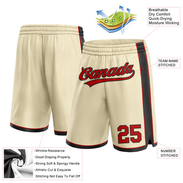 Custom Cream Red-Black Authentic Basketball Shorts