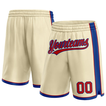 Custom Cream Red-Royal Authentic Basketball Shorts