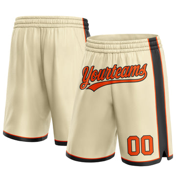 Custom Cream Orange-Black Authentic Basketball Shorts