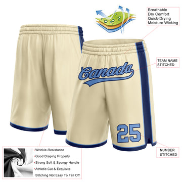 Custom Cream Light Blue-Navy Authentic Basketball Shorts