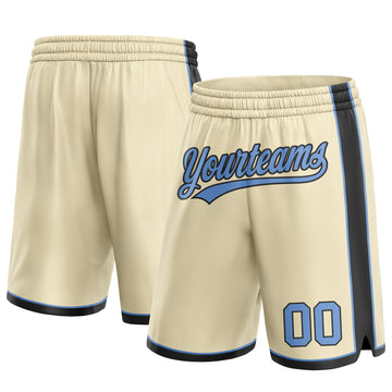 Custom Cream Light Blue-Black Authentic Basketball Shorts