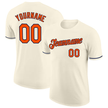 Custom Cream Orange-Navy Performance T-Shirt