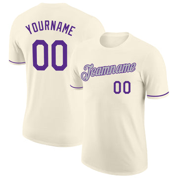 Custom Cream Purple-Gray Performance T-Shirt