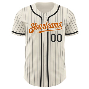 Custom Cream Black Pinstripe Texas Orange Authentic Baseball Jersey