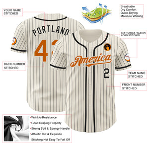 Custom Cream Black Pinstripe Texas Orange Authentic Baseball Jersey