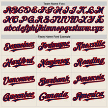 Load image into Gallery viewer, Custom Cream Navy Pinstripe Red Authentic Baseball Jersey
