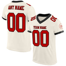 Load image into Gallery viewer, Custom Cream Red-Black Mesh Authentic Football Jersey
