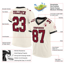 Load image into Gallery viewer, Custom Cream Crimson-Black Mesh Authentic Football Jersey
