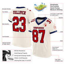 Load image into Gallery viewer, Custom Cream Red-Navy Mesh Authentic Football Jersey
