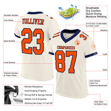 Load image into Gallery viewer, Custom Cream Orange-Navy Mesh Authentic Football Jersey
