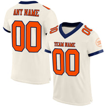 Load image into Gallery viewer, Custom Cream Orange-Navy Mesh Authentic Football Jersey
