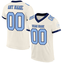 Load image into Gallery viewer, Custom Cream Light Blue-Navy Mesh Authentic Football Jersey
