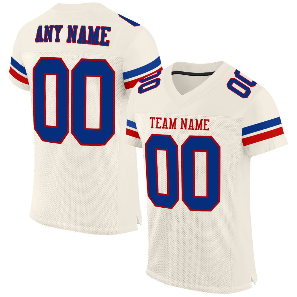 Custom Cream Royal-Red Mesh Authentic Football Jersey