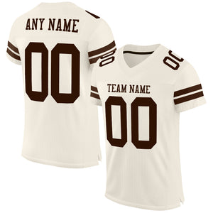 Custom Cream Brown Mesh Authentic Football Jersey