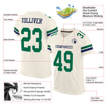 Load image into Gallery viewer, Custom Cream Kelly Green-Navy Mesh Authentic Football Jersey
