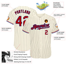 Load image into Gallery viewer, Custom Cream Black Pinstripe Red-Royal Authentic Baseball Jersey
