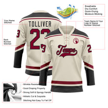 Load image into Gallery viewer, Custom Cream Maroon-Black Hockey Lace Neck Jersey
