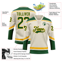 Load image into Gallery viewer, Custom Cream Green-Gold Hockey Lace Neck Jersey
