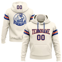 Load image into Gallery viewer, Custom Stitched Cream Royal-Orange Football Pullover Sweatshirt Hoodie
