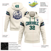 Load image into Gallery viewer, Custom Stitched Cream Kelly Green-Navy Football Pullover Sweatshirt Hoodie
