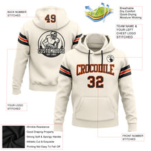 Load image into Gallery viewer, Custom Stitched Cream Black-Orange Football Pullover Sweatshirt Hoodie
