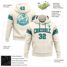 Load image into Gallery viewer, Custom Stitched Cream Teal-Black Football Pullover Sweatshirt Hoodie
