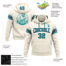 Load image into Gallery viewer, Custom Stitched Cream Teal-Navy Football Pullover Sweatshirt Hoodie
