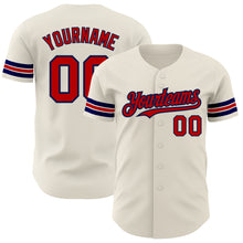 Load image into Gallery viewer, Custom Cream Red-Navy Authentic Baseball Jersey
