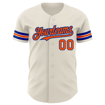 Custom Cream Orange-Royal Authentic Baseball Jersey