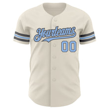 Load image into Gallery viewer, Custom Cream Light Blue-Steel Gray Authentic Baseball Jersey
