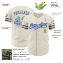 Load image into Gallery viewer, Custom Cream Light Blue-Steel Gray Authentic Baseball Jersey
