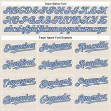 Load image into Gallery viewer, Custom Cream Light Blue-Steel Gray Authentic Baseball Jersey
